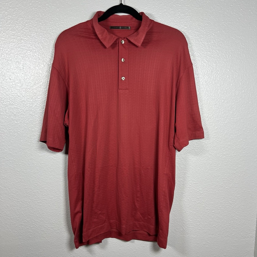 Nike Tiger Woods Fit Dry Red Textured‎ Stretch Men's Medium Golf Polo Shirt 2007
